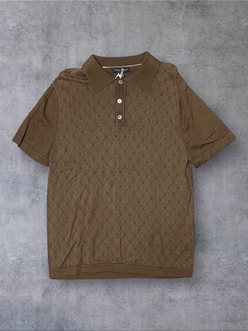 Brown Knit Pattern Polo